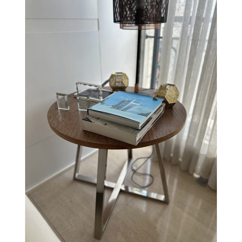 Mesa Lateral Redonda Dpot Marrom