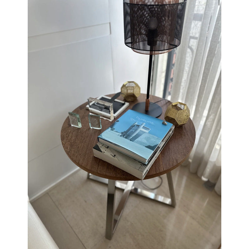 Mesa Lateral Redonda Dpot Marrom