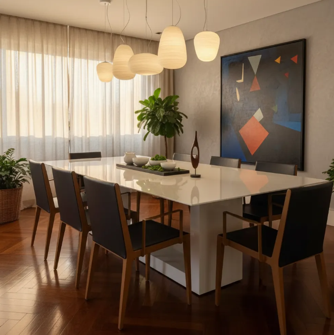 Mesa Jantar Laca Branca Micasa 280cm 8 Lugares Design