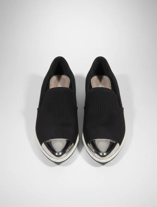 Sapato Miu Miu Suede Slip On Cap Toe Preto Feminino 38